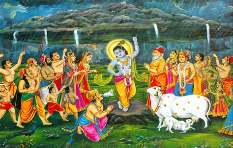 The Story of Shri Krishna lifting Govardhan Hill