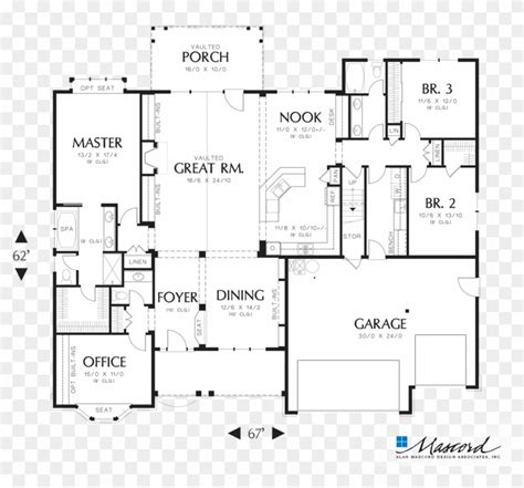 Main Floor Plan Of Mascord Plan 22157a - House Plans, HD Png Download ...