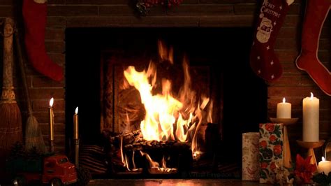 4 Hours Christmas Yule Log Fireplace with Crackling Fire Sounds HD ...