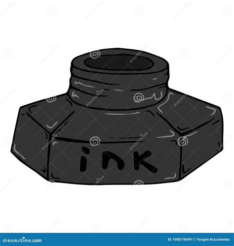 Inkwell. Vector Illustration Ink for Calligraphy. Hand Drawn Inkwell ...