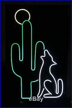 5 Ft Vtg Southwestern Neon Sign Coyote Wolf Howl Cactus Bar Hotel Light Arizona | Vintage Neon Signs