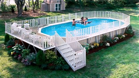 Rectangle Above Ground Pool Deck Ideas - YouTube