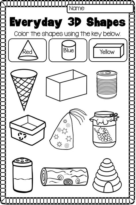 3D Shapes Printable Worksheet. This 2D and 3D Shape Pack contains 24 ...