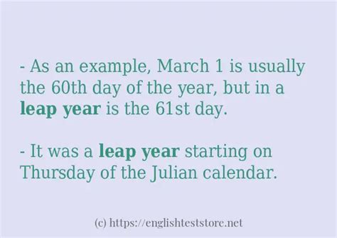 Sentence example of "Leap year" - EnglishTestStore Blog