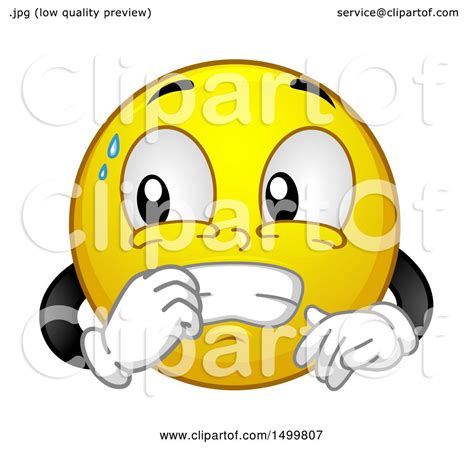 Clipart of a Smiley Emoticon Emoji Nervously Biting His Nails - Royalty Free Vector Illustration ...