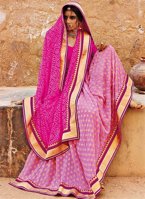 FLAMBOYANT RAJASTHANI PINK BANDHANI SAREE