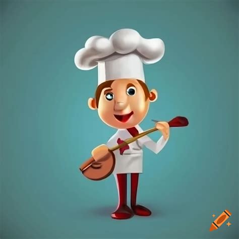 Cartoon chef playing a musical instrument on Craiyon