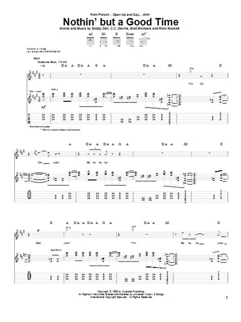 Nothin' But A Good Time by Poison - Guitar Tab - Guitar Instructor