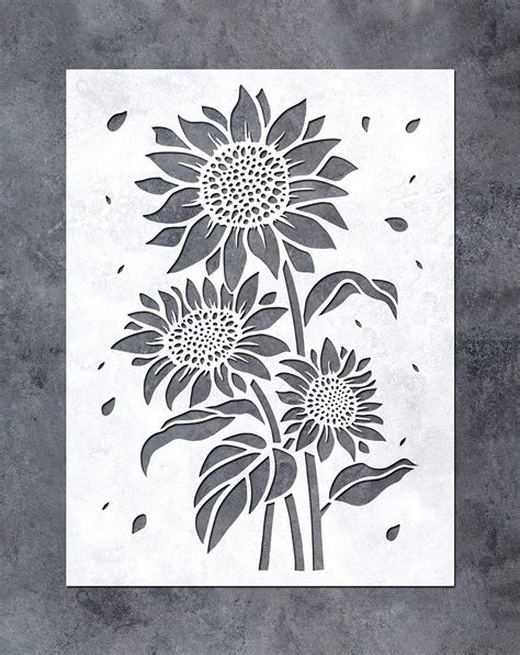 Amazon.com : GSS Designs Sunflower Stencil (12x16Inch) - Sun Flower Stencils for Painting on ...