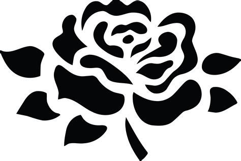 Free Clipart Of A black and white fully bloomed rose