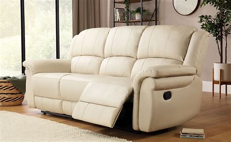 Lombard Ivory Leather 3 Seater Recliner Sofa | Furniture Choice