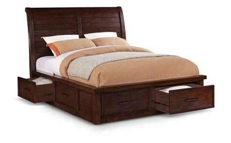 Delray King Sleigh Bed with Storage at HOM Furniture | Brown furniture ...