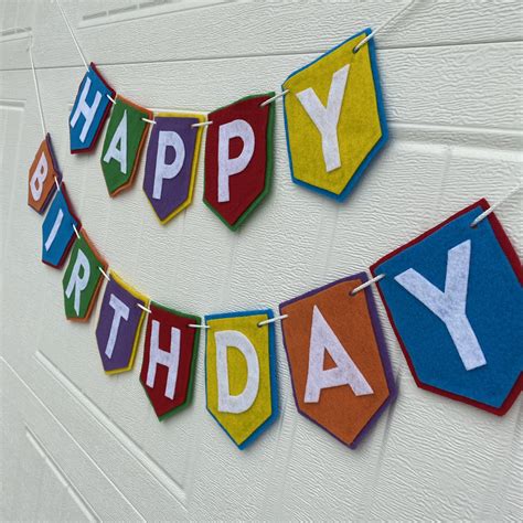 Happy Birthday Banner Birthday Rainbow Felt Banner Happy - Etsy