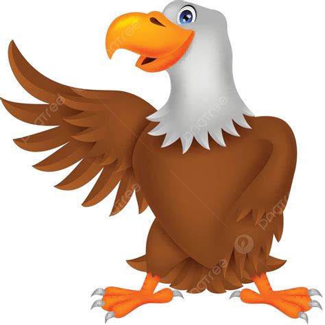 Eagle Cartoon Waving Happy Nature Eagle Vector, Happy, Nature, Eagle PNG and Vector with ...