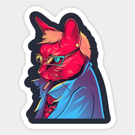 Funky Cat - Funky Cat Art - Sticker | TeePublic