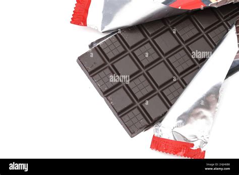 Dark chocolate bar with break package isolated on white background Stock Photo - Alamy