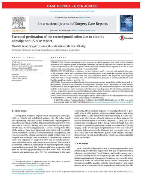 (PDF) Stercoral perforation of the rectosigmoid colon due to chronic ...