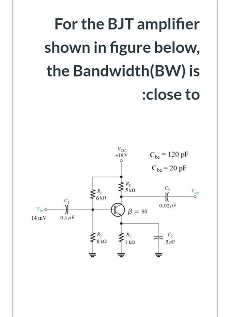 Solved For the BJT amplifier shown in figure below, the | Chegg.com