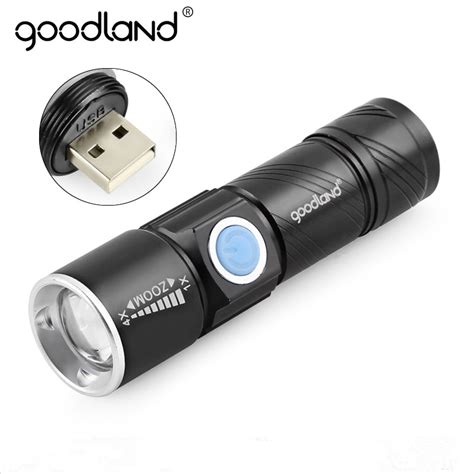 USB LED Flashlight Rechargeable LED Torch Waterproof 3 Modes Powerful Mini Portable USB Port ...