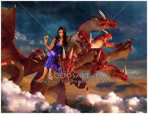 The Harlot of Revelation 17, riding the scarlet beast. | Bible pictures ...