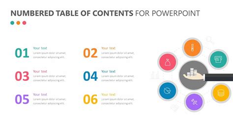 The Numbered Table of Contents for PowerPoint features a table of contents that allows you to ...