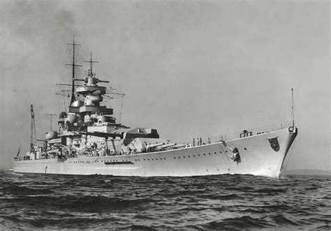 Gneisenau during Operation Weserübung near Trondheim, showing off her new "Atlantic bow".[5061 × ...