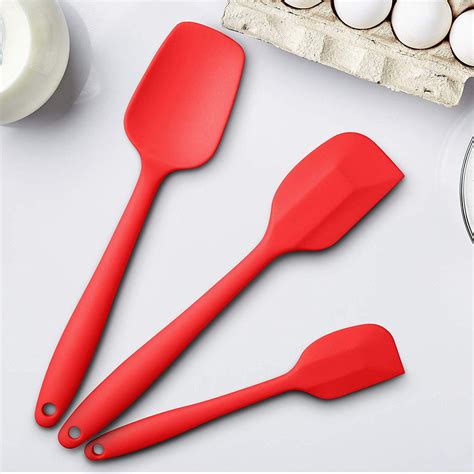 Silicone Spatula 3-piece Set, High Heat-Resistant Spatulas with Ergonomic Handle, Non-stick ...