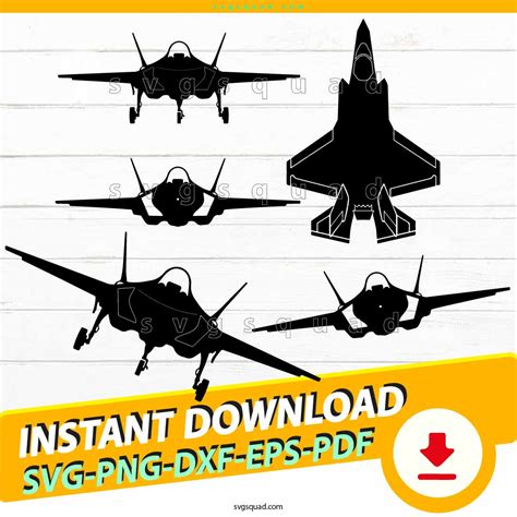 F 35 Lightning SVG PNG, F-35 Fighter Jet Silhouette Svg, Cricut