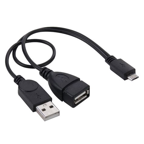 Micro USB to USB 2.0 Male & USB 2.0 Female Host OTG Converter Adapter Cable, Length: About 30cm ...