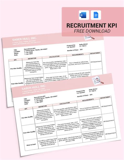 Recruitment KPI Template in Word, Google Docs - Download | Template.net