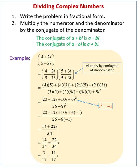 Dividing Complex Numbers (solutions, examples, videos, worksheets ...