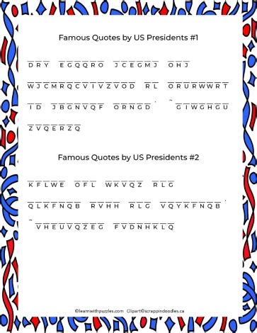 Quotes US Presidents Cryptograms-Set 1 Learn With Puzzles