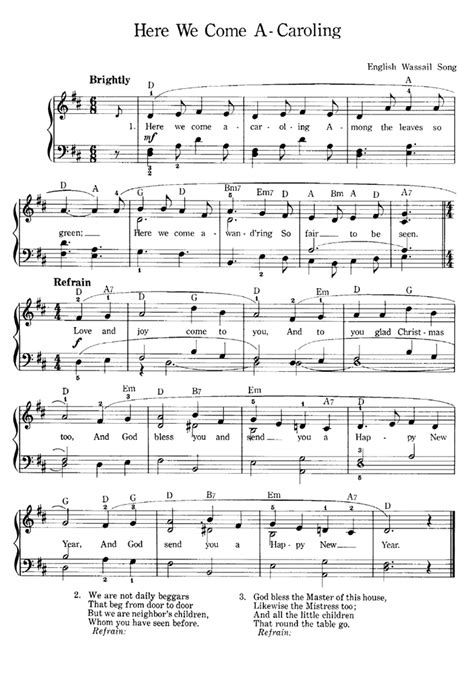 HERE WE COME A-CAROLING Easy Piano Sheet music | Easy Sheet Music