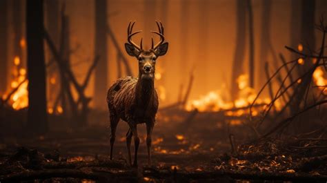 Premium AI Image | Animal burning by wild fire in forest