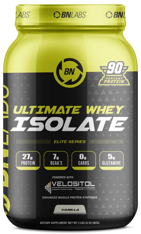 BN Labs Ultimate Whey Isolate: 90% Protein by Weight, with Velositol!