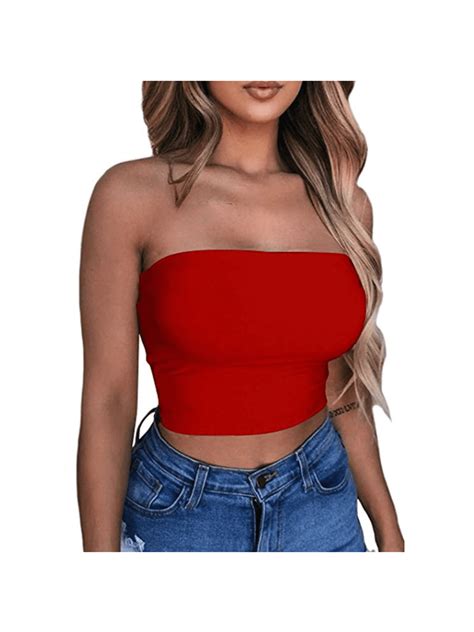 Fiomva - Women Off Shoulder Elastic Tube Tops Bra Blouse Strapless ...