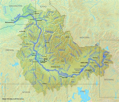 Map of the Snake River in the Pacific Northwest, USA [1130x976] : MapPorn