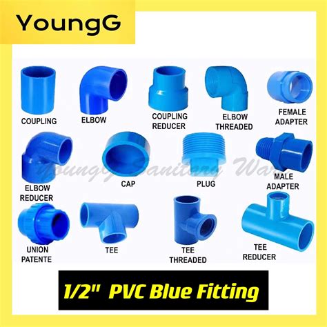 PVC Blue Fittings 1/2" ( Elbow, Tee, Coupling, Male Adaptor, Female Adapter, Cap ) Sold Per ...