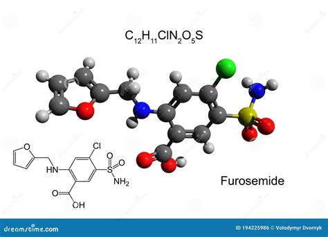 Furosemide Diuretic Drug Molecule. Medically Used To Treat Hypertension. Also Used As Masking ...