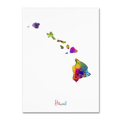 Trademark Art 'Hawaii Map' Graphic Art Print on Wrapped Canvas | Wayfair in 2020 | Map canvas ...