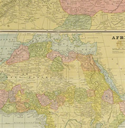 Africa and North Africa Map, 1890 - Original Art, Antique Maps & Prints