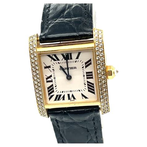 Cartier Diamond Link Gold Watch For Sale at 1stDibs