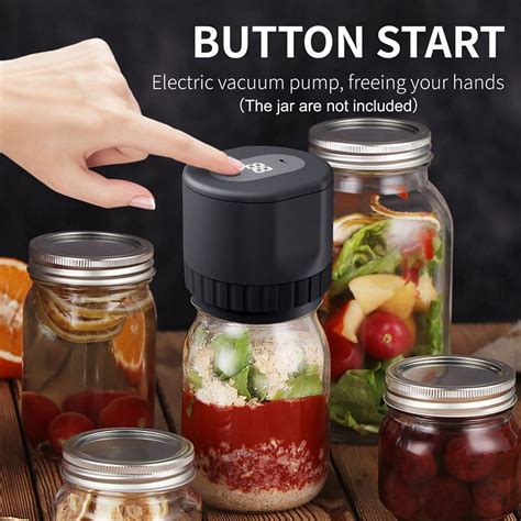 Electric Mason Jar Vacuum Sealer Kit Cordless Automatic Jar Sealer Food Storage Fermentation ...