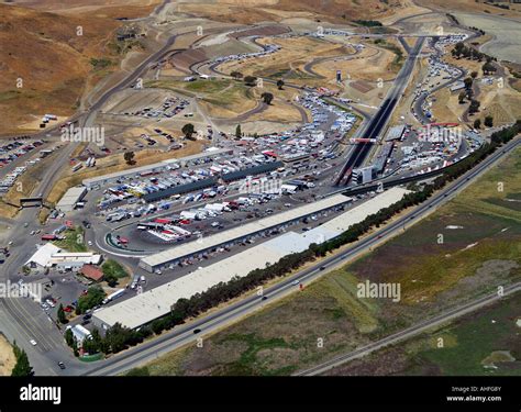 aerial view above NASCAR race at Infineon raceway Sears Point Sonoma county California Stock ...