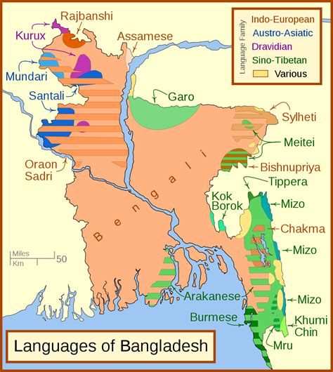 Maps of Bangladesh: Languages Used in Bangladesh