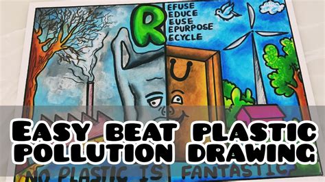 Beat Plastic Pollution Drawing / Stop Plastic Poster Chart project - Ban plastic - YouTube