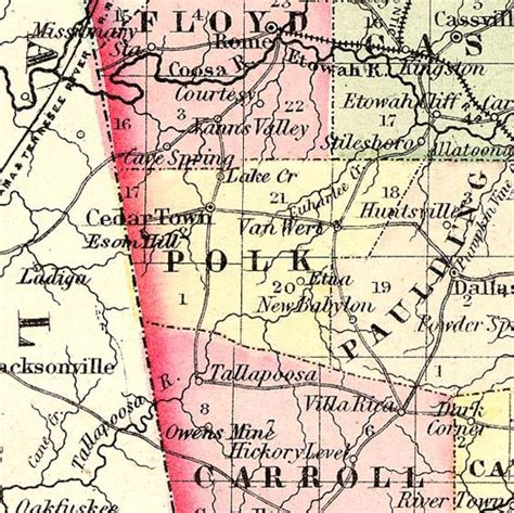 polk county, Georgia 1855 map | New books, History, Polk county