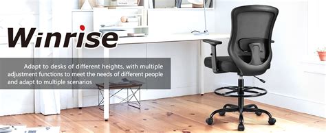 Winrise Drafting Chair,Tall Office Chair for Standing Desk Chair Ergonomic Computer Chair Lumbar ...