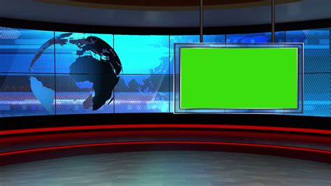 News Tv Studio Set 56 Virtual Green Screen Background Loop Stock Video ...