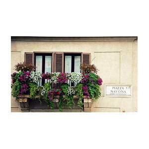 Piazza navona floral balcony Painting by HQ Photo - Fine Art America